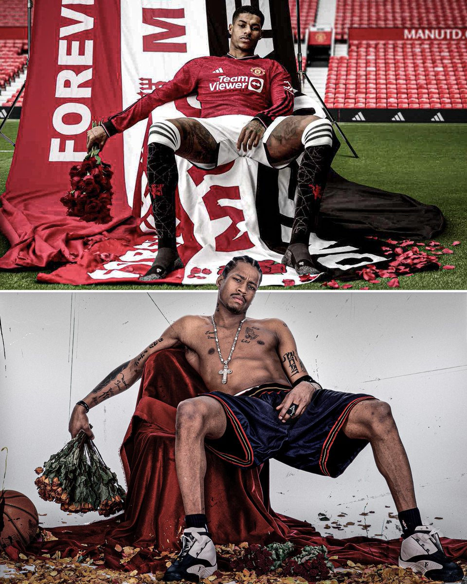 Marcus Rashford recreated Allen Iverson’s iconic 'Roses' pose for Man United’s new kit launch 🌹