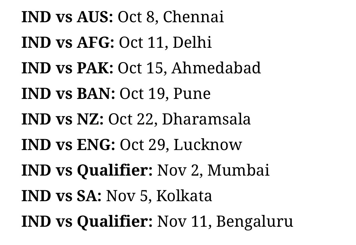 My worry is NZ game in Dharamshala in seemingly NZ like conditions… no game in Mohali… disappointing. (Though i know so many stadiums in India, All cant get a game…)