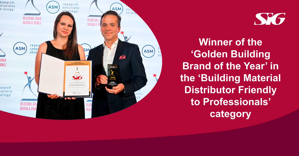 Congratulations to SIG Poland who were named ‘Golden Building Brand of the Year’ in the ‘Building Material Distributor Friendly to Professionals’ category, part of the recent Building Brand of the Year ceremony. Find out more here: sigplc.com/newsroom/press…
@pl_SIG