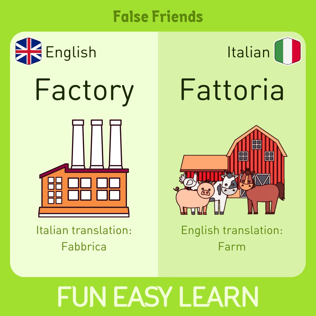 FunEasyLearn's tweet image. 👋Ciao, amici!
Ready for an adventure with #English-Italian #FalseFriends?🇬🇧🇮🇹

Uncover four tricky #words that seem familiar but have different meanings in #Italian!🤌

Expand your #vocabulary with our Italian #course:
🇮🇹funeasylearn.com/learn-italian

#FunEasyLearn