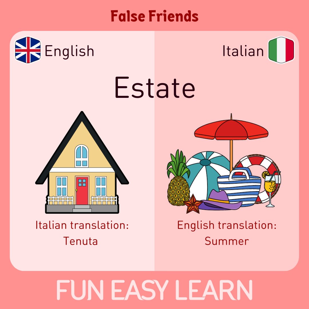 FunEasyLearn's tweet image. 👋Ciao, amici!
Ready for an adventure with #English-Italian #FalseFriends?🇬🇧🇮🇹

Uncover four tricky #words that seem familiar but have different meanings in #Italian!🤌

Expand your #vocabulary with our Italian #course:
🇮🇹funeasylearn.com/learn-italian

#FunEasyLearn