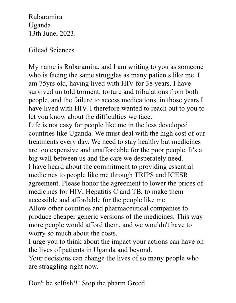 “When I was on #Truvada, I didn’t get any side effects & my adherence was good” 
@GileadSciences must Stop “evergreening” patents on some of the most effective and well-tolerated antiretroviral drugs to treat HIV like Truvada.

#PeopleBeforeProfits
#StopGileadGreed
 #GreedKills