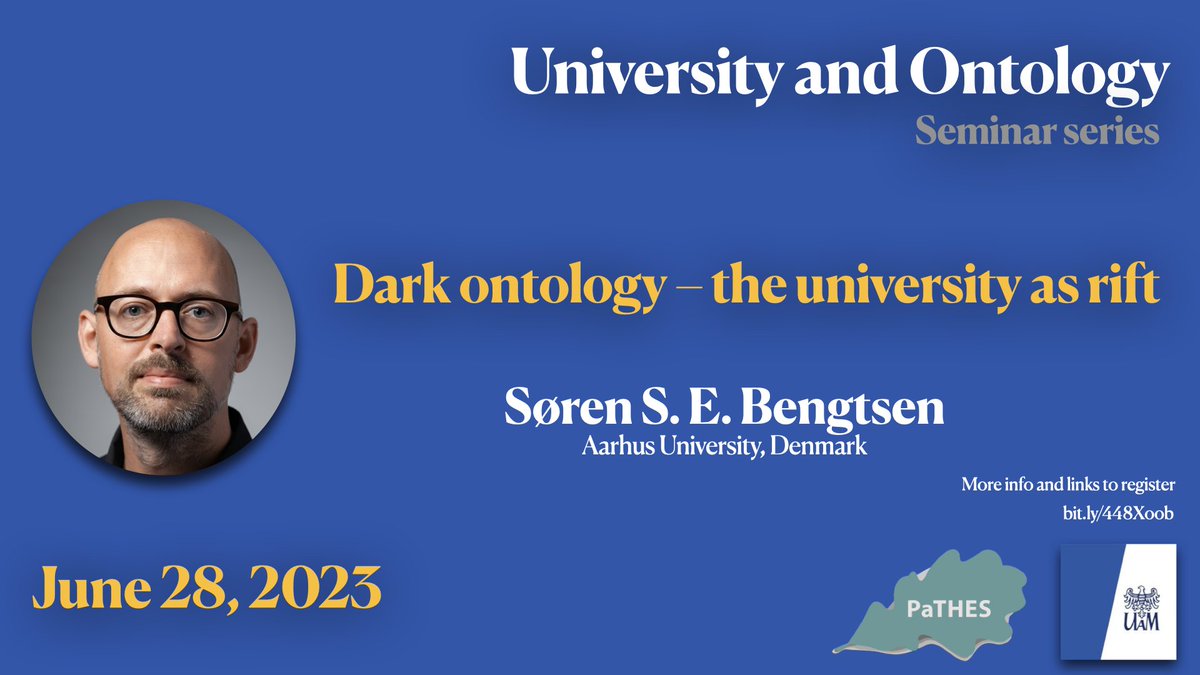 Come and join us tomorrow for the last seminar in Ontology and University series with Søren S. E. Bengtsen, chair of @PaTHES_Society. 📆Wednsay 28th of June at 01.00 PM CET For registration 👉 bit.ly/448Xoob