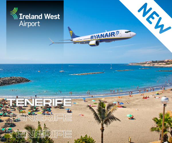 The airport is delighted to welcome the announcement by <a href="/Ryanair/">Ryanair</a> of a new weekly service to Tenerife, which will commence on Thursday November 2nd 2023.

Today's announcement is part of Ryanair’s planned biggest-ever winter schedule from Ireland West Airport, which will see the