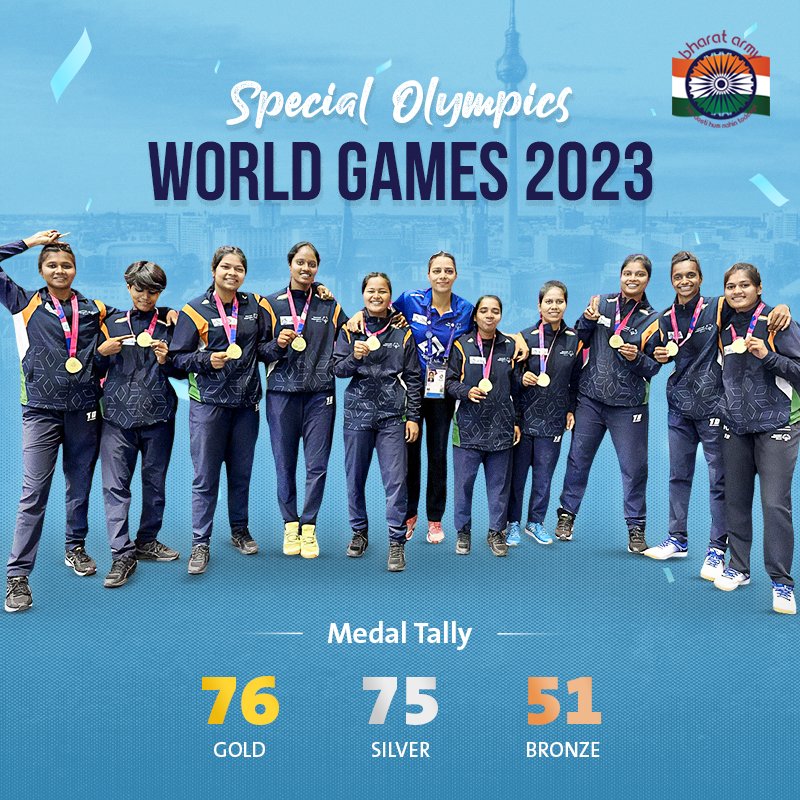🥇 WELL DONE! The Indian contingent racked up 202 medals at the Special Olympics World Games 2023.

🙏 Congrats to all the medal winners!

📷 Pics belong to the respective owners • #SpecialOlympics #SpecialOlympicsWorldGames #TeamIndia #BharatArmy