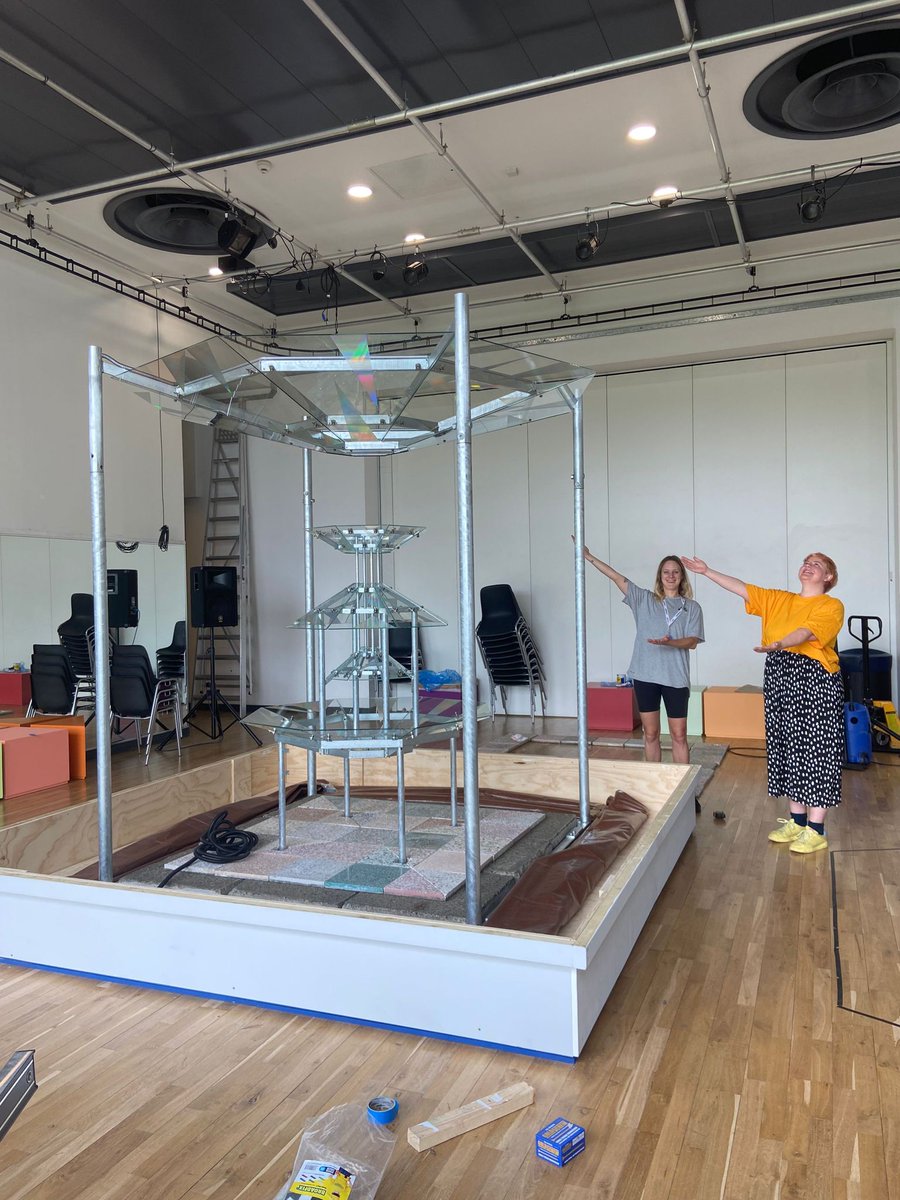 PlatformGlasgow's tweet photo. It was great to have a visit from @OKPALRecords on Friday to check out the space and Maria Gondek's beautiful sculpture 'The Brolly' ahead of their show on July 7! Don't miss out, book here: https://t.co/jEUo0tbRE6

#glasgowmusic https://t.co/ynrms4y5nz