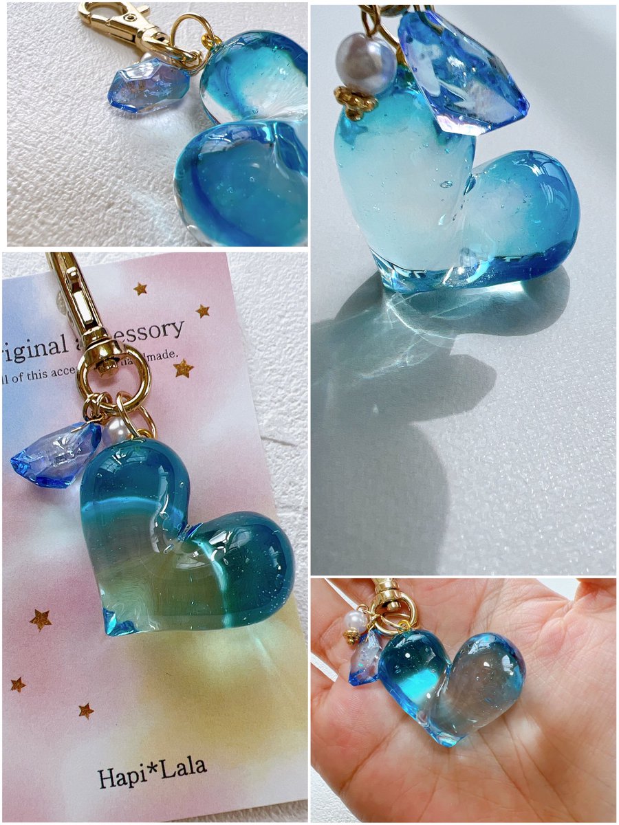 saeringo_craft's tweet image. @HapiLala0113 さんのプレ企画で当選🌟
ハートのキーホルダー

B品だけど妥協してない所がすごく伝わる作品。
コーティングが凸凹という事だけどツルツル艶々、このクオリティで！と作家さんの熱量を感じました。
夏空の下で透明感が爽やかに光ってます😎