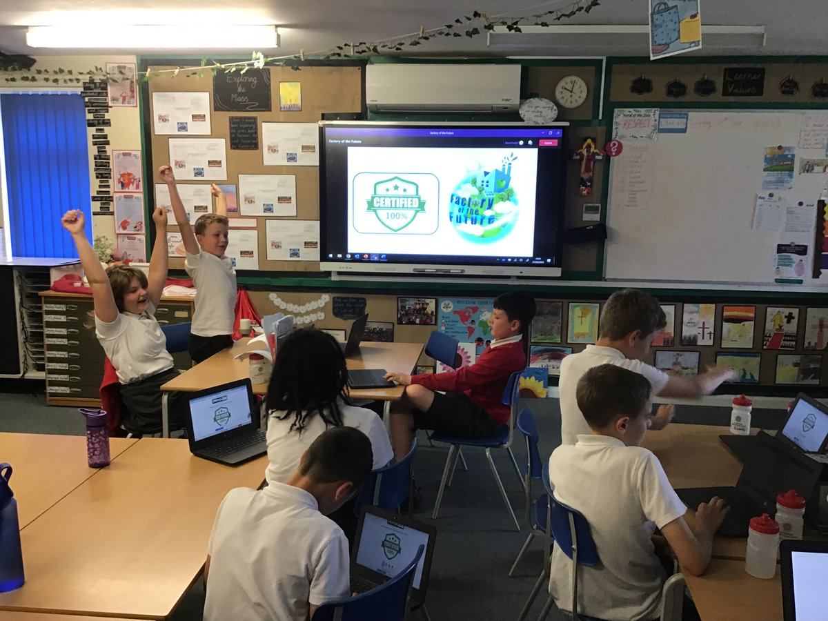 StIgOssett's tweet photo. Learning about Net Zero this morning and making green choices to build a factory of the future! WE DID IT! We designed a Net Zero Certified Factory of the Future! thank you @PPMABEST and Nao 🤖! #factory23 https://t.co/dXfEfcwf5v
