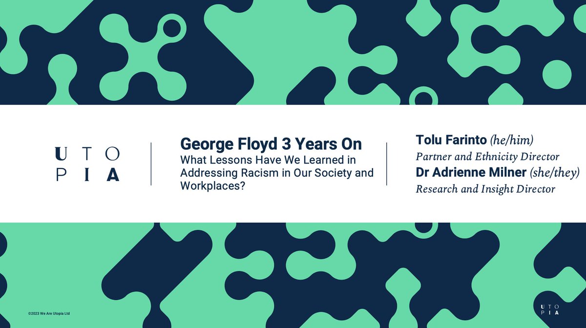 Watch on demand. How to accelerate race equity at work: bit.ly/UtopiaRaceEqui…

1) hear where in-roads towards racial equity have or haven’t been made and
2) practical strategies and tools on how to challenge systemic racism at work.

#Race #Equity #DEI #Ally #AntiRacist #Policy
