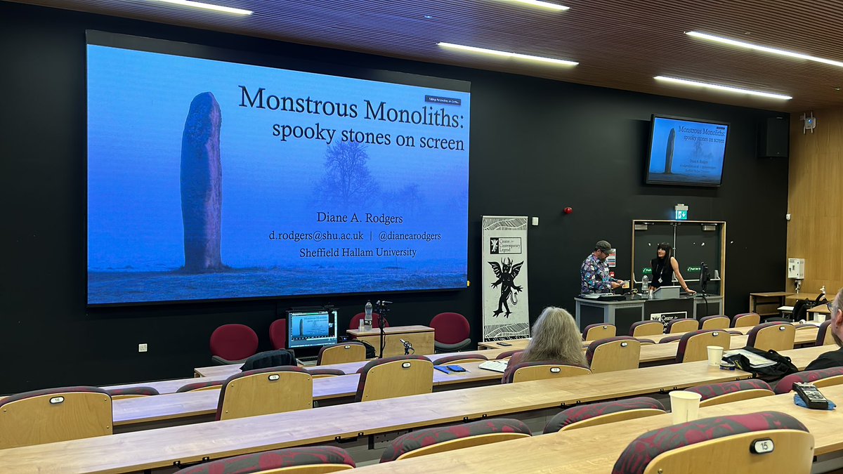 And @DianeARodgers (from <a href="/Centre_4_Legend/">Centre for Contemporary Legend</a> at <a href="/sheffhallamuni/">Sheffield Hallam University</a>) takes a pause from doing the kajillion things necessary to run the wonderful #isclr23 meeting to speak about monoliths and folk horror film and television.