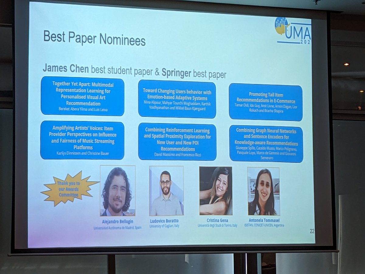 RecSysMare's tweet image. #umap2023 best paper nominees