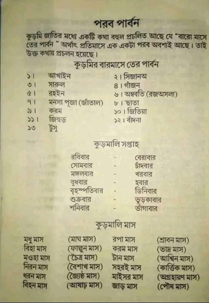 Debubanuwar's tweet photo. আদিবাসী কুড়মি সম্প্রদায়ে 12 মাসে 13টি পরব তারপরও কেন কুড়মি কে ST তালিকা থেকে বের করে দেওয়া হয়েছে সরকারকে এটার উচিত  জবাব দিতে হবে!
 @MamataOfficial @BanglaRepublic @TribalAffairsIn 
@MundaArjun 
#ReleaseKudmiLeaders https://t.co/BtcTMEakz2