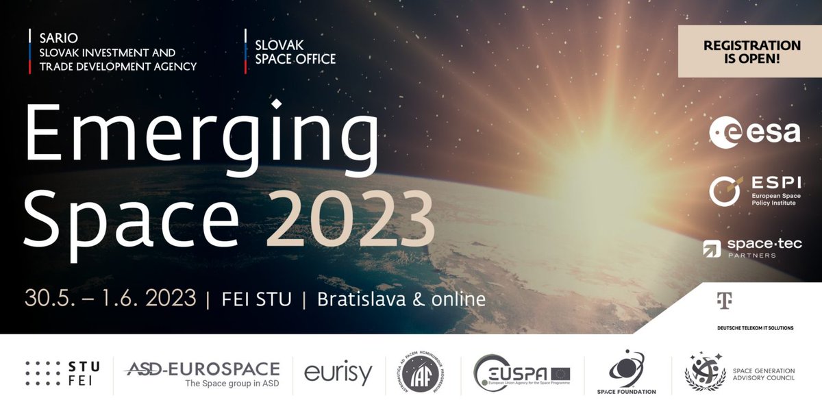 Eurisy1's tweet photo. ❓Want to know more about a brand new European initiative in the #EmergingSpace?
Have a look at the glimpse of the Emerging Space 2023 Conference organised by the @SARIO_agency held on 30th of May, in Bratislava, Slovakia 🇸🇰👉https://t.co/I3Vj934oOL https://t.co/noGaP9I7Rr