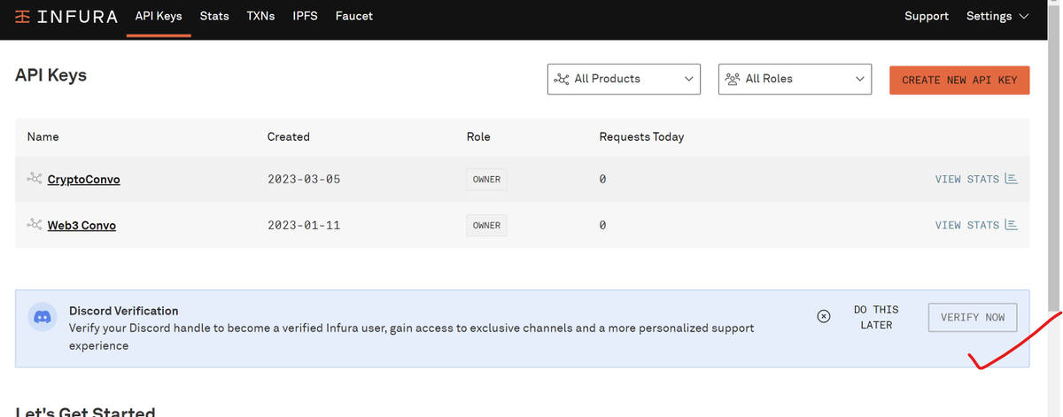 For all those  that have a  whitelisted infura account

log into your infura account and verify your discord account

🔗app.infura.io/dashboard

discord: discord.gg/consensys

bonus: like and retweet this post 

#Airdrop #Airdrop #blockchain
