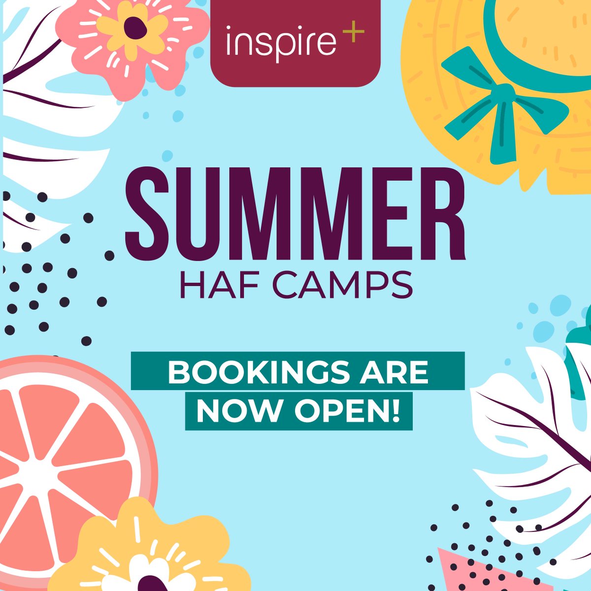 📣🌞Bookings are now OPEN for our HAF camps!   

inspireplus.org.uk/holiday-camps/

#HAF2023
