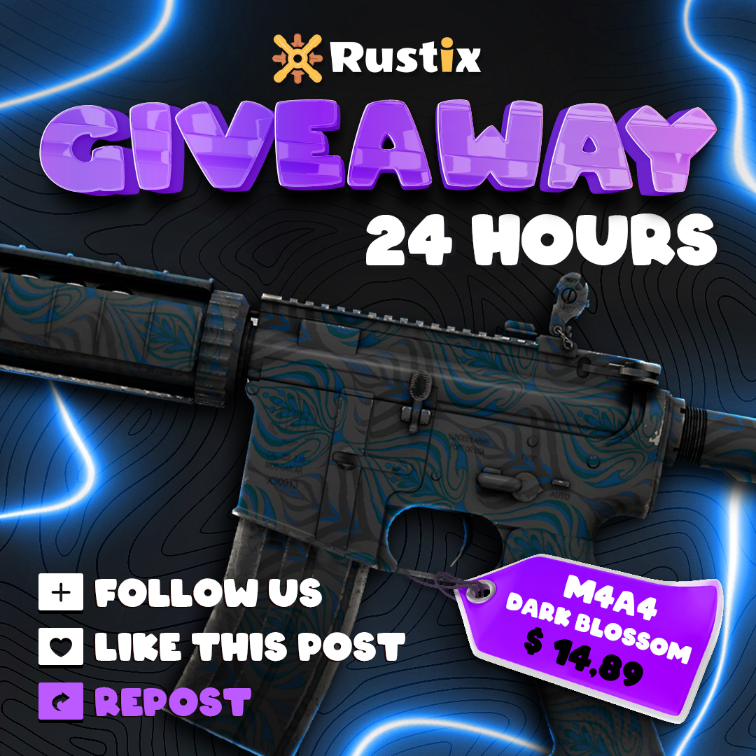 bounty_stars's tweet image. $14.89 GIVEAWAY 🚀
M4A4 | DARK BLOSSOM

Join our giveaway now

What needs to be done:
👍 Follow @rustix_io
❤️ Like this tweet
🔁 RT this tweet
 
🏆 The winner will be drawn in 24 hours, good luck!