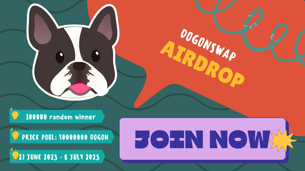 DogonSwap Airdrop is LIVE 📣

🔹 Reward: 400 DOGON ($4) for the first 1K and random 10k

🔹 Ref: 5000 DOGON ($50) for the top 100 referrers each

✅Join NOW: t.me/DogonSwapAirdr…

📅Airdrop end: 8th July
🏦Distribution: 31st July

#Bitcoin #Airdrop #DOGON #DogonSwap #BNB #BSC