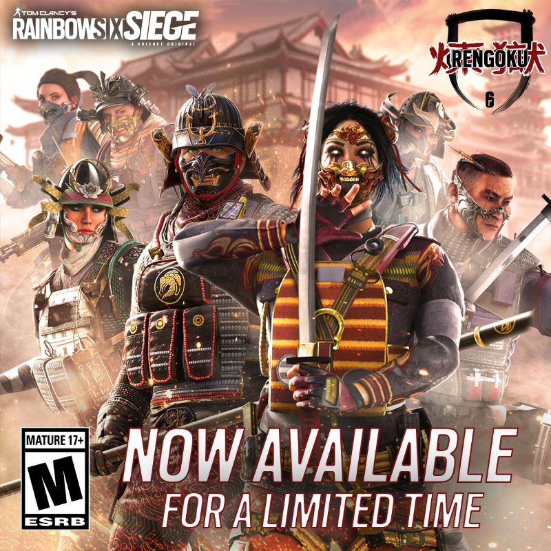 Rainbow6Game's tweet photo. Bring a touch of Ancient Japan fantasy in your collection and get your limited-time Rengoku cosmetics to earn favor!