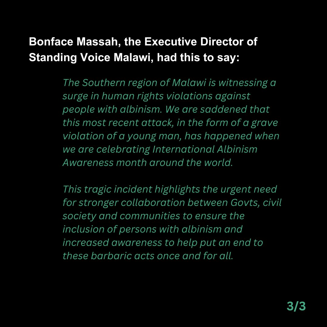 We're very saddened to report the exhumation &amp; mutilation of the body of Tony Robert, a 34 year old man with #albinism who died in July 2022. We're calling for a thorough investigation to uncover the circumstances of this heinous crime &amp; bring those involved to #justice.
