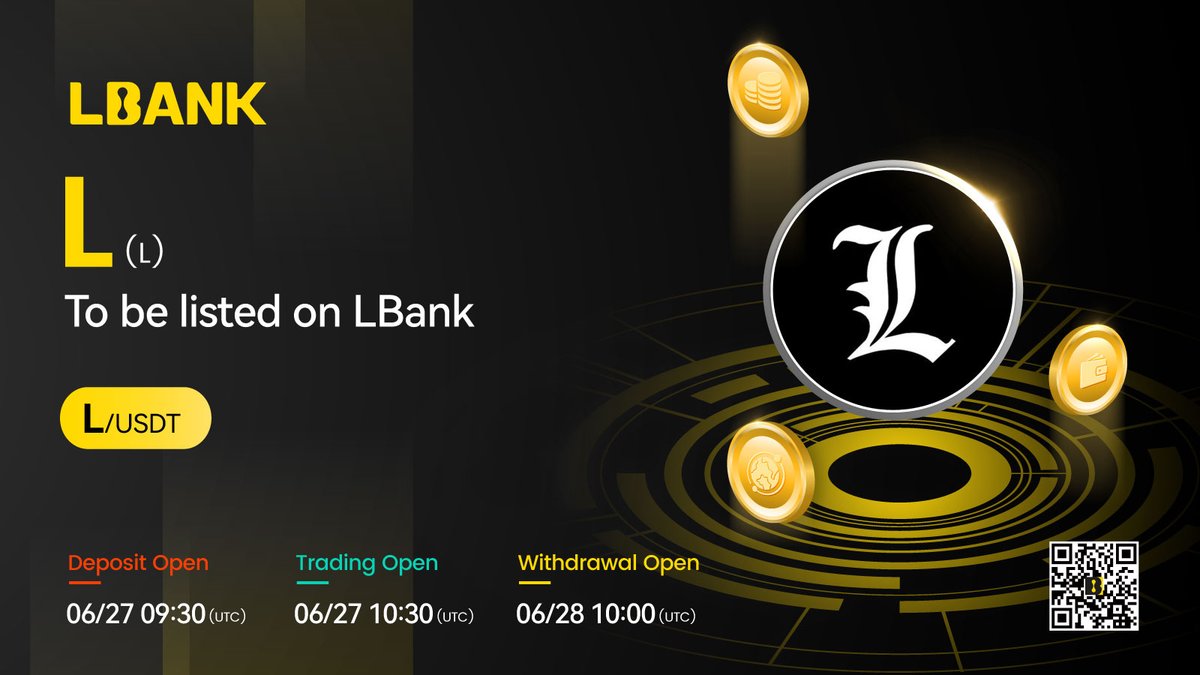 💫New #listing

🌟 $L (L) will be listed on LBank！<a href="/Lthememecoin/">L</a>

👉Trade here: lbank.com/en-US/trade/l_…

❤️ Details: support.lbank.site/hc/en-gb/artic…