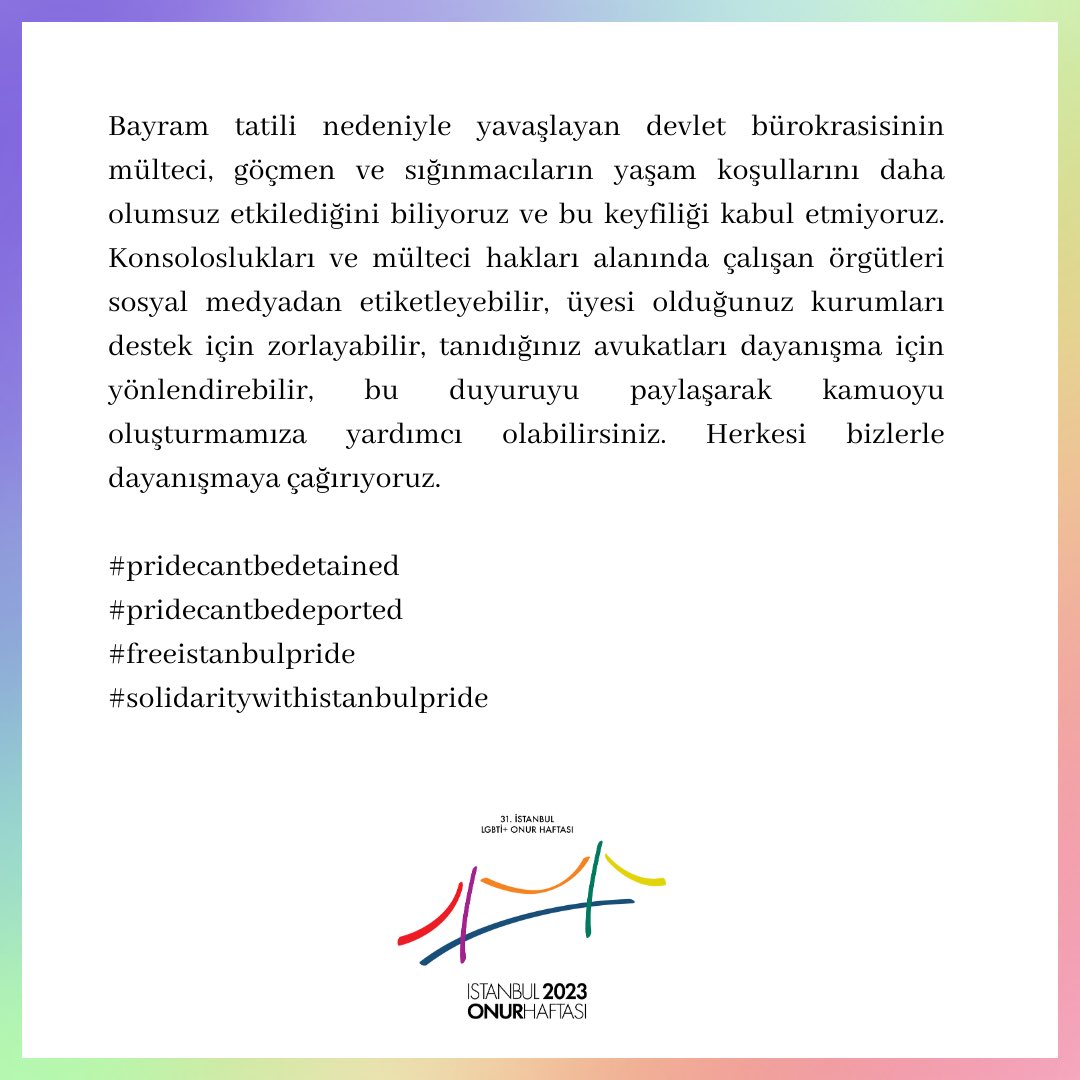 #pridecantbedetained #pridecantbedeported #freeistanbulpride #solidaritywithistanbulpride