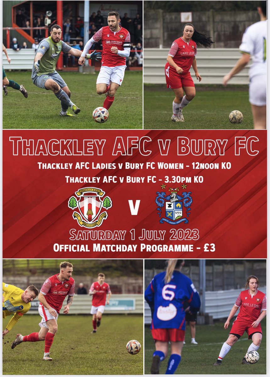 Are you coming this Saturday for our and @ThackleyLadies double header 🆚 @buryfc_women and @buryfcofficial ?

Make sure you grab a copy of our special matchday programme. A sneak look at the front cover below!

Tickets for the game can be found at:

ticketsource.co.uk/whats-on/bradf…