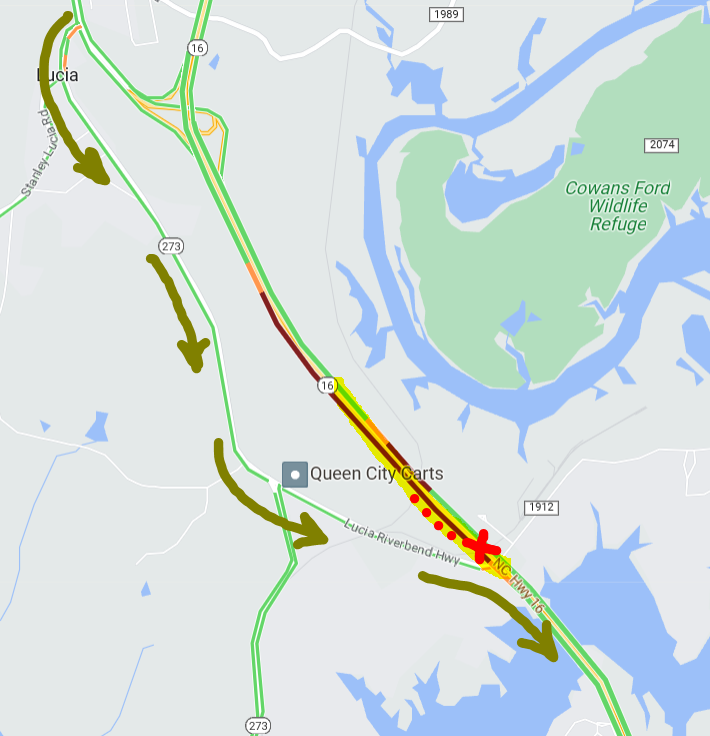 𝐂𝐡𝐚𝐫𝐥𝐨𝐭𝐭𝐞 𝐓𝐫𝐚𝐟𝐟𝐢𝐜𝐆𝐮𝐲 on Twitter "💢TraffiCast™ NC 16 SB is STILL BLOCKED at Lucia Riverbend