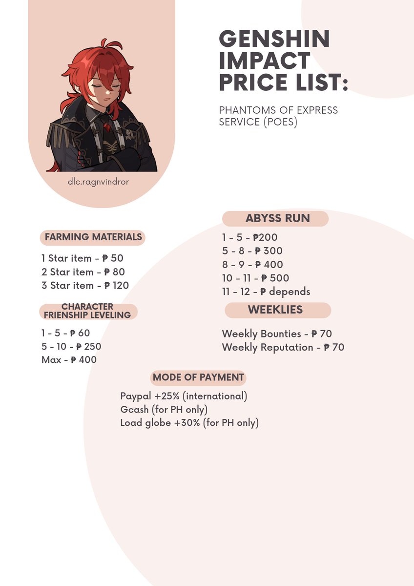 airaaa_cc's tweet photo. Calling out all drained genshin players who abandoned their accounts! If you want to keep your account updated on whats new in genshin, you can try my services! Here are our pricelists and our terms and conditions ^^ https://t.co/UePaF9mJwA