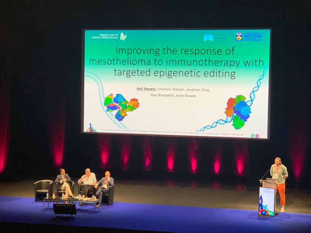 Also representing NCARD this morning is Dr Kofi Stevens, talking about his work that utilises targeted epigenetic editing to enhance the immune response to mesothelioma @imig2023 #IMIG2023