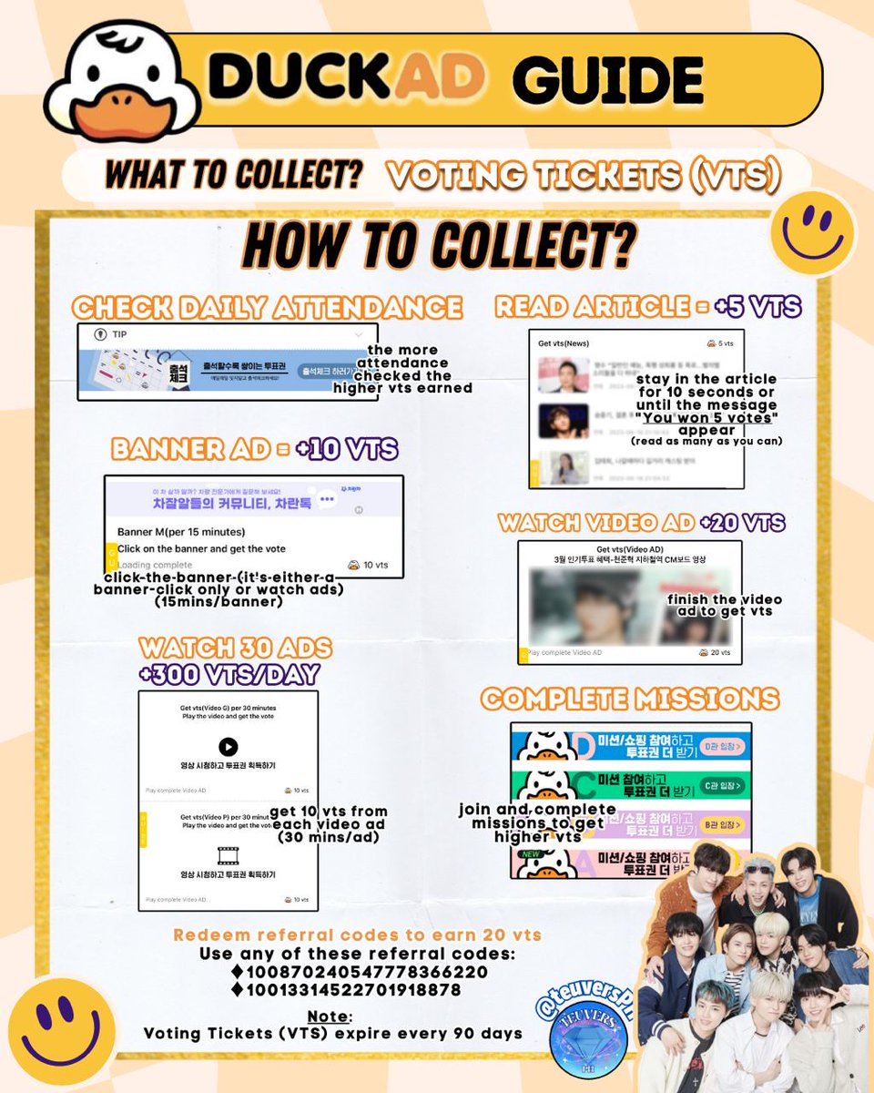 teuversPH's tweet photo. 🔊]​ COMEBACK ​REMINDERS
— Voting Preparation Guide

We know that we need to boost TREASURE’s stream on KR platforms! DuckAd is the easiest way for us to do that. Collect votes using this guide and prepare for T5’s debut!

#MOVE_RELEASE
#TREASURE_MOVE
#T5MOVE
@treasuremembers https://t.co/8dcnX9dqM4