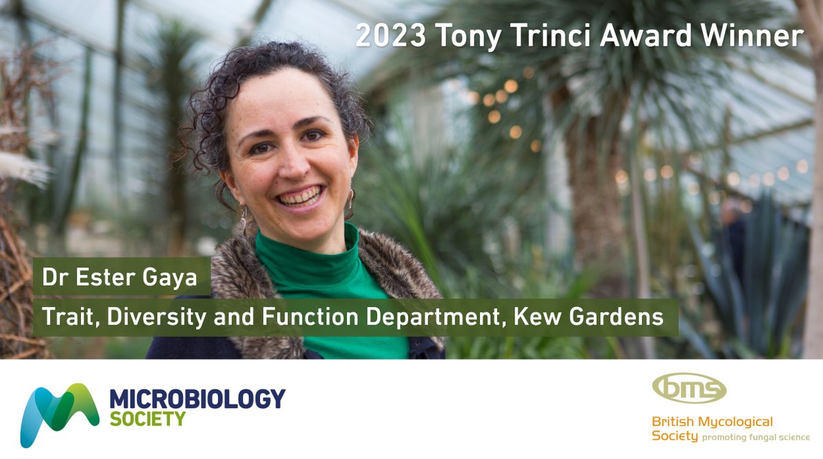 BMS Fungal Biology Research (@bms_scientific) on Twitter photo ⭐️Dr Ester Gaya <a href="/EsterGaya1/">Ester Gaya</a> @KewMycology is awarded the <a href="/BritMycolSoc/">British Mycological Society</a> & <a href="/MicrobioSoc/">Microbiology Society</a> 's Tony Trinci Award 2023!⭐️ Ester will give her award presentation, Symbiotic Interactions, at the BMS Annual Scientific Meeting, 12-14 Sept.
britmycolsoc.org.uk/society/awards…
@KewScience ⭐️Dr Ester Gaya <a href="/EsterGaya1/">Ester Gaya</a> @KewMycology is awarded the <a href="/BritMycolSoc/">British Mycological Society</a> & <a href="/MicrobioSoc/">Microbiology Society</a> 's Tony Trinci Award 2023!⭐️ Ester will give her award presentation, Symbiotic Interactions, at the BMS Annual Scientific Meeting, 12-14 Sept.
britmycolsoc.org.uk/society/awards…
@KewScience