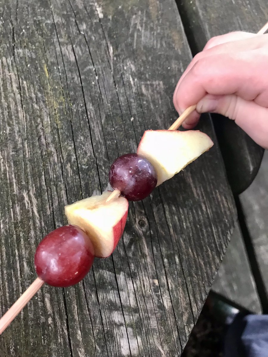 ForestJo21's tweet photo. We thought about the food our outdoor spaces give us &amp; made fruit kebabs with Reception, lots of happy yummy noises! 🍓 https://t.co/v0rRwYi2C3