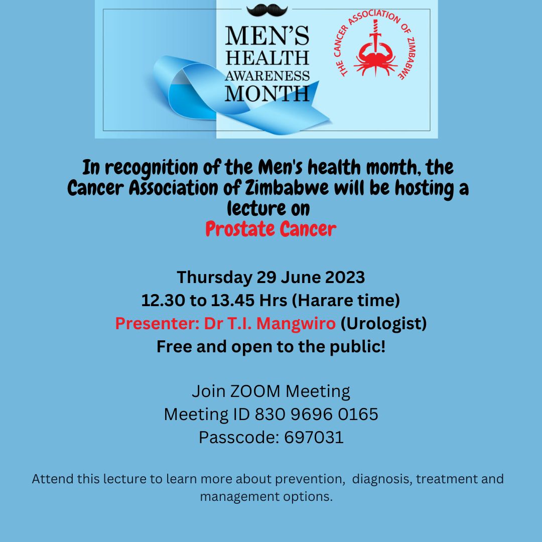 Join us on Thursday the 29th of June 2023 for a lecture on Prostate cancer <a href="/ZiFMStereo/">ZiFM Stereo</a> <a href="/StarfmZimbabwe/">Star FM</a> <a href="/SteveVickers5/">Steve Vickers</a>