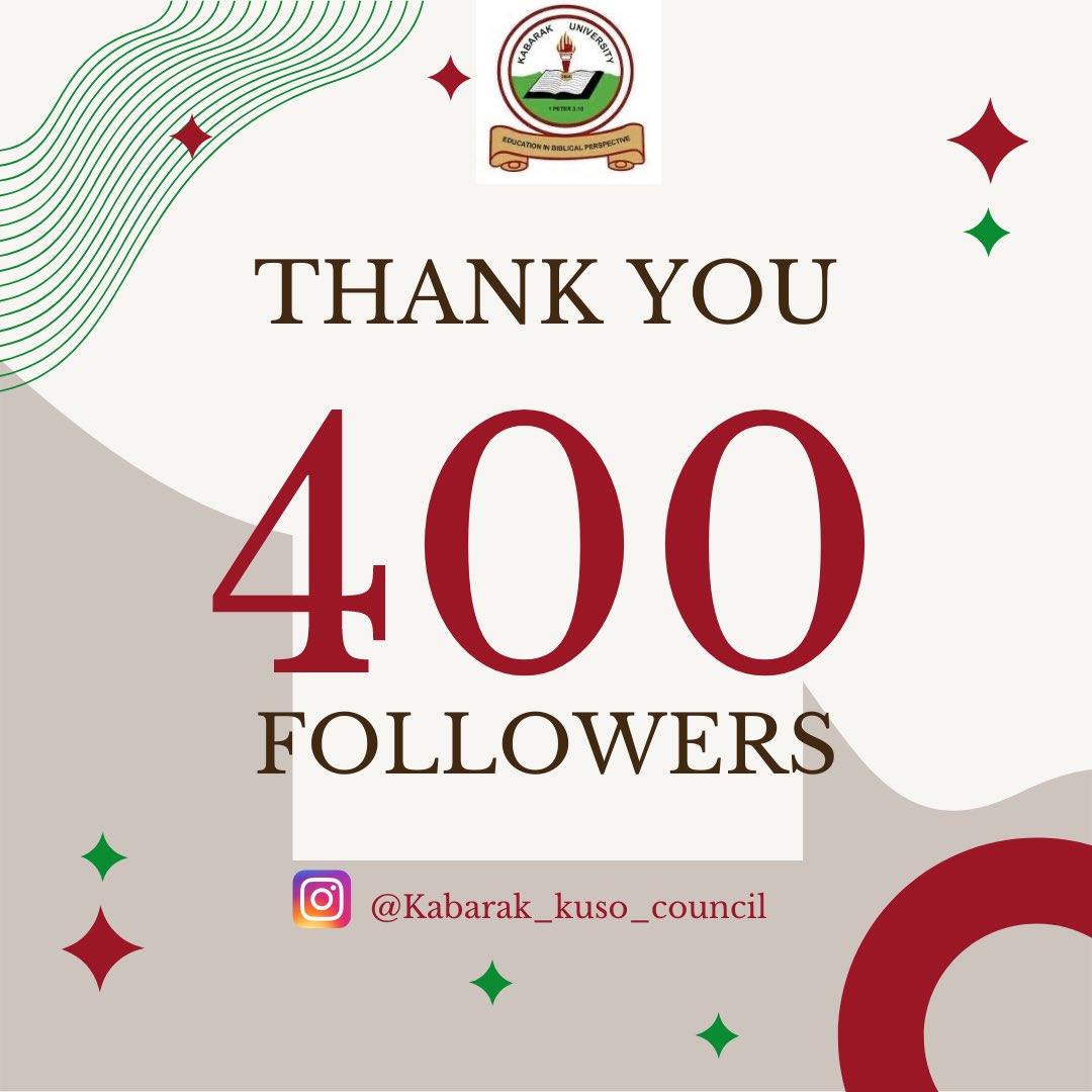 Milestone!!! 400 followers in 90days on our official Instagram page @Kabarak_Kuso_council. 👏👏 @KabarakUniv
