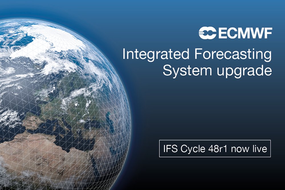 🌦️💻Our #IFS48r1 #NewFCSystem is live, and it brings: ✔️ Increased resolution of medium-range ensemble #forecasts, from 18 to 9 km. ✔️ 101 instead of 51 ensemble members in the extended range. ✔️ Much-improved skill for all forecasts. More➡️ ecmwf.int/en/about/media…