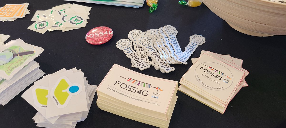 endofcap's tweet photo. Grab some #FOSS-ASIA stickers at #OSGeo booth! https://t.co/oGfblwbrnq