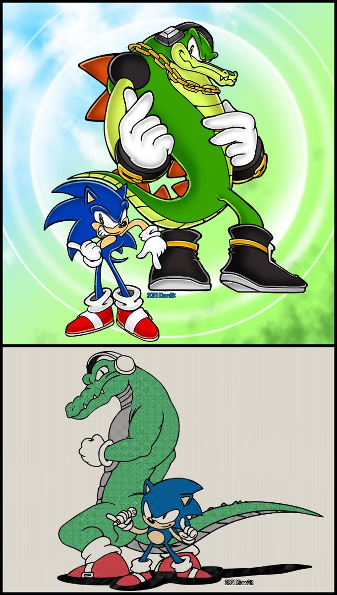 Cam2kI's tweet photo. Like I said, I plan to bring over everything from the point I stopped. Now I want to try in chronological order, so if the quality varies (like the watermark), that's why.
I'll even put dates to avoid confusion.
19.02.21
#SonicTheHedeghog #VectorTheCrocodile #fanart https://t.co/wUtcgspF06