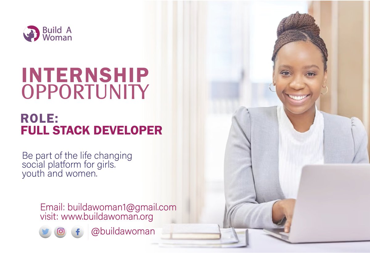 BuildWoman's tweet photo. Gain valuable  experience, build your professional network, and develop your skills with our #internshipopportunities. Applications are received online via email buildawoman1@gmail.com and applicants are required to submit a CV and Cover letter not later than 10th July 2023. https://t.co/MhqWWSnuxU