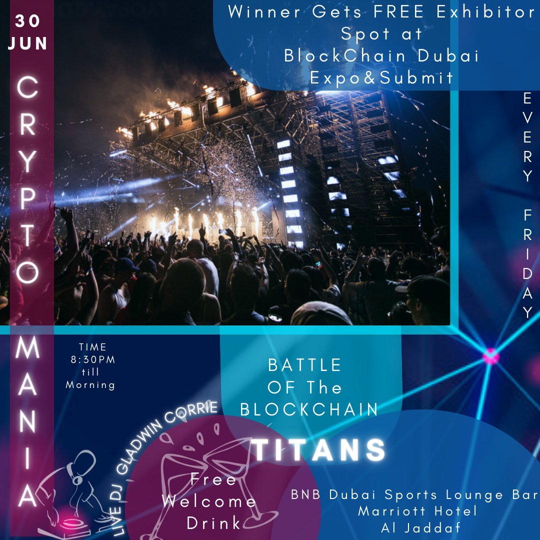 Join us for an exhilarating networking competition, Crypto Mania.     

Showcase your project for FREE and compete for FREE exhibitor spot in our grand Blockchain Dubai.  

Plz register here :  eventbrite.com/e/663765429267 

#blockchain #NFT #Metaverse #CryptocurrencyMarket #DeFi