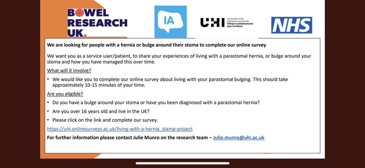 Are you living with a bulge/hernia around your stoma? Please share your experiences with us uhi.onlinesurveys.ac.uk/living-with-a-…