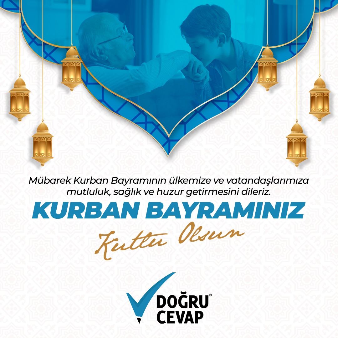 Kurban Bayramınızı en içten dileklerimizle kutluyor, sevdiklerinizle birlikte güzel, mutlu ve sağlıklı bir bayram geçirmenizi diliyoruz. 
#DoğruCevap #DoğruCevapİyiGelecek #KurbanBayramı #KurbanBayramınızKutluOlsun #BayramınızKutluOlsun