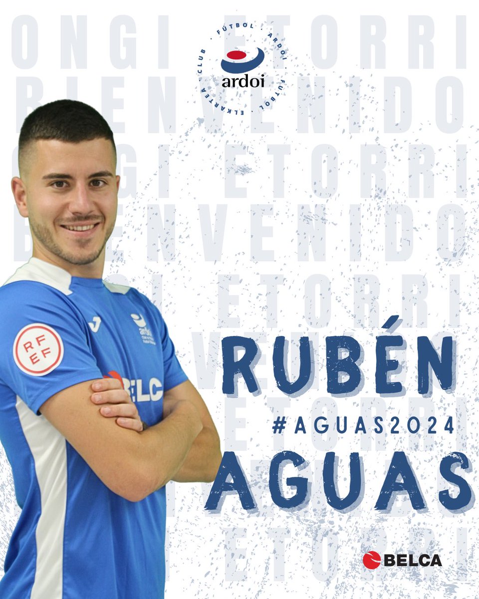 cfardoi's tweet photo. ✍🏼 𝗙𝗜𝗖𝗛𝗔𝗝𝗘 | Rubén Aguas vestirá esta temporada la camiseta del CF Ardoi.

¡𝗕𝗶𝗲𝗻𝘃𝗲𝗻𝗶𝗱𝗼, @RubenAguas! 𝗢𝗻𝗴𝗶 𝗲𝘁𝗼𝗿𝗿𝗶!  

#𝗔𝗴𝘂𝗮𝘀𝟮𝟬𝟮𝟰 💙🤍 https://t.co/87DvM1Phcl