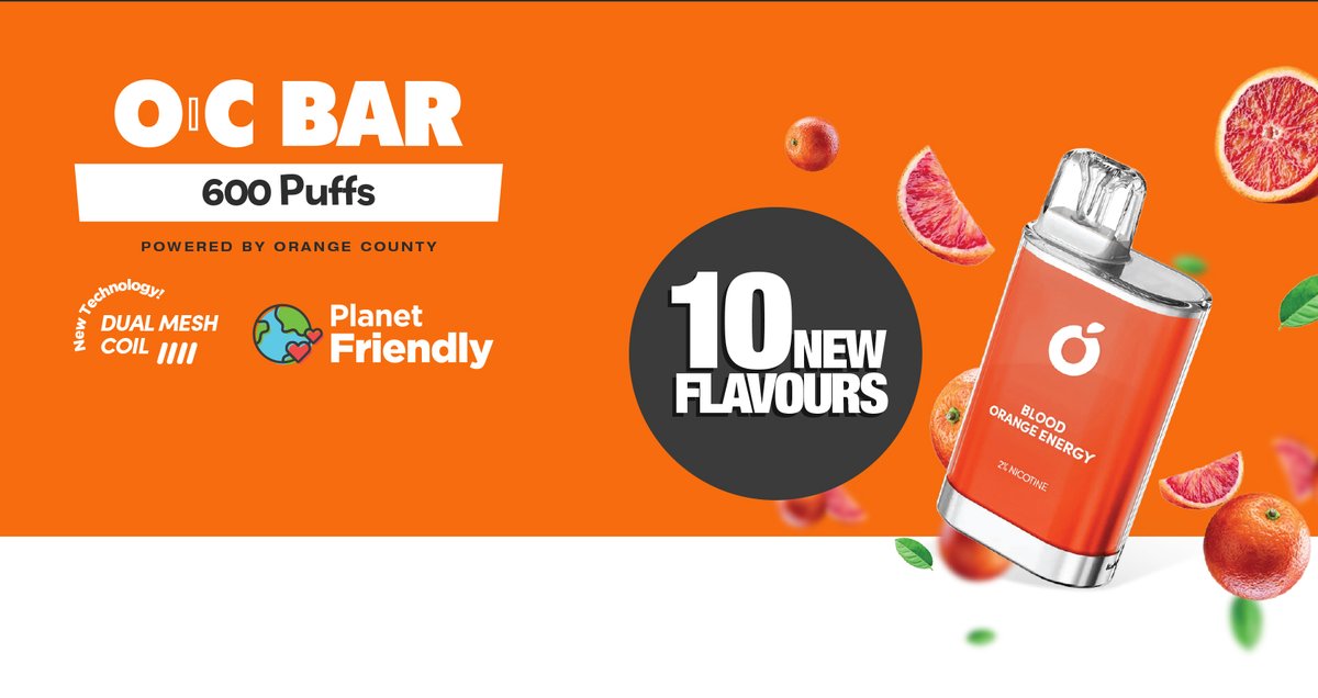 🍊 OC Bars | 600 Puff Dual Mesh Disposables from the makers of Orange County | In Stock Now @ BKS Tradeline!! 🍍

----
Wholesale Enquiries
bkstradeline.com
01206 868999
----