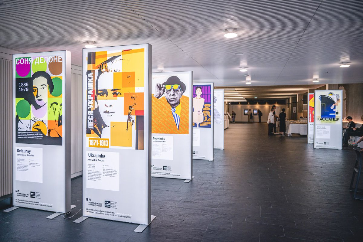 GwaraMedia's tweet photo. 🖼Born in #Ukraine: poster exhibition opened in #Germany.

On June 23, the poster exhibition Born in Ukraine by #Kharkiv State Academy of Design and Arts students opened in the Württembergische Landesbibliothek library in #Stuttgart. https://t.co/XlnMsK8Y3g
