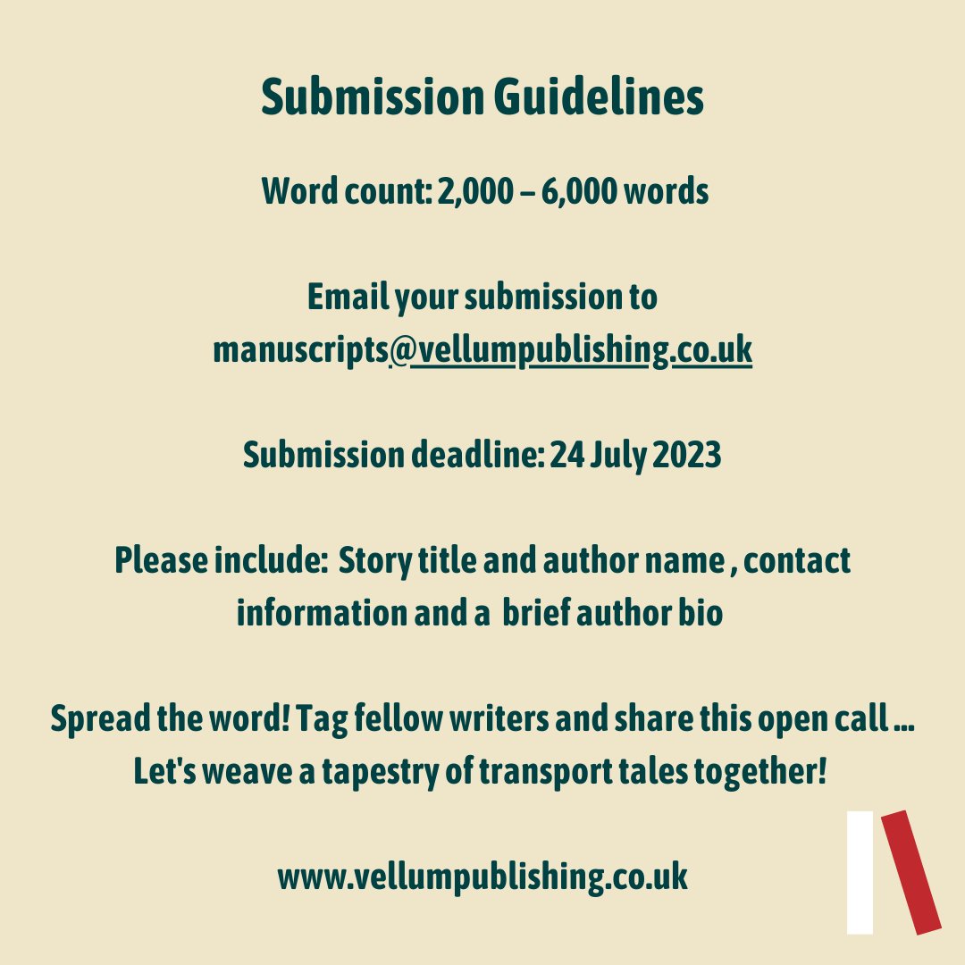 VellumHouse's tweet photo. WRITERS OPEN CALL! We are looking for short stories surrounding the theme of transport for an upcoming anthology! Deadline for submissions is the 24th July 2023! We can't wait to read your adventures...🚂🏇🏎️✈️🚀⛸️#OPENCALL #writersopencall #shortstories #transport https://t.co/yQKcJaMOU1