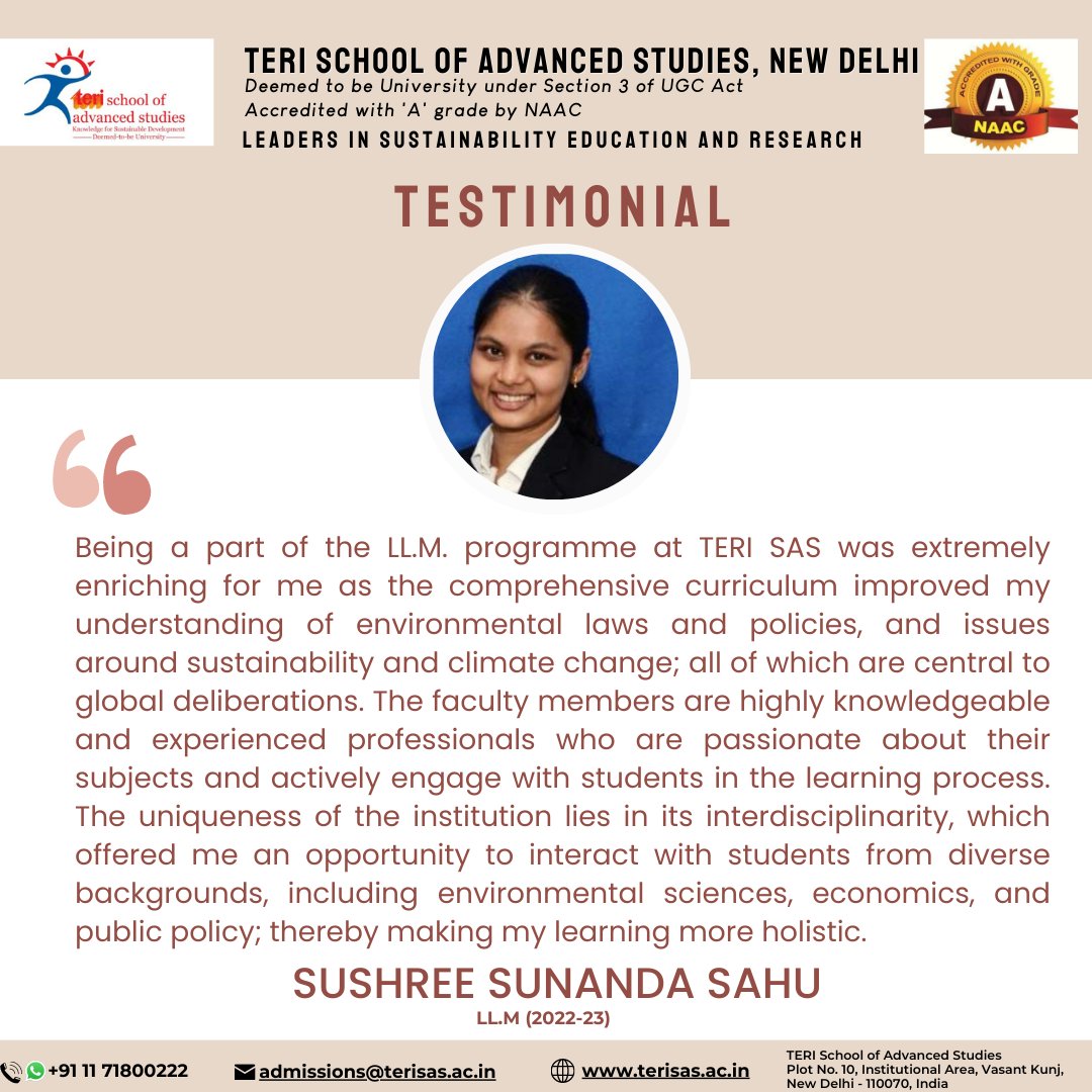terischool's tweet image. 1/2 #AdmissionOpen2023 #Admission2023 #TERISASAdmissionsOpen #TERISAS #TERI #NewDelhi #LLM #Law #Legal #Infrastructure #BusinessLaw #Environment #EnvironmentLaw #NaturalResources #Lawyers #SustainableDevelopmentGoals #ClimateChangeLaw #ClimateChange #SustainableDevelopment