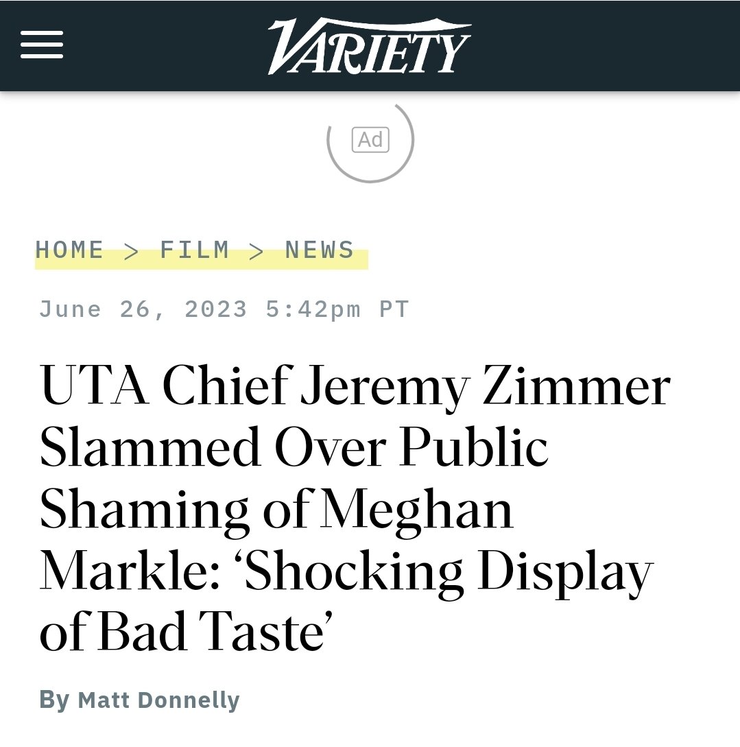 NSome1ne's tweet photo. It all has to do with Jealousy.

UTA wanted #Meghanmarkle but she signed with agency WME.

And #MeghanMarkle is a accomplished woman, very intelligent, talented and a very, very great speaker.

Haters jealousy ain't gonna stop her star from shining. https://t.co/fzPbnUkgYX