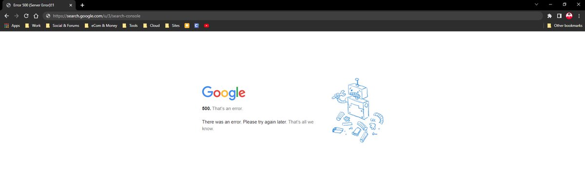 hyperjit's tweet image. Is the Google search console down for everyone or just me?
@googlesearchc @searchliaison @JohnMu