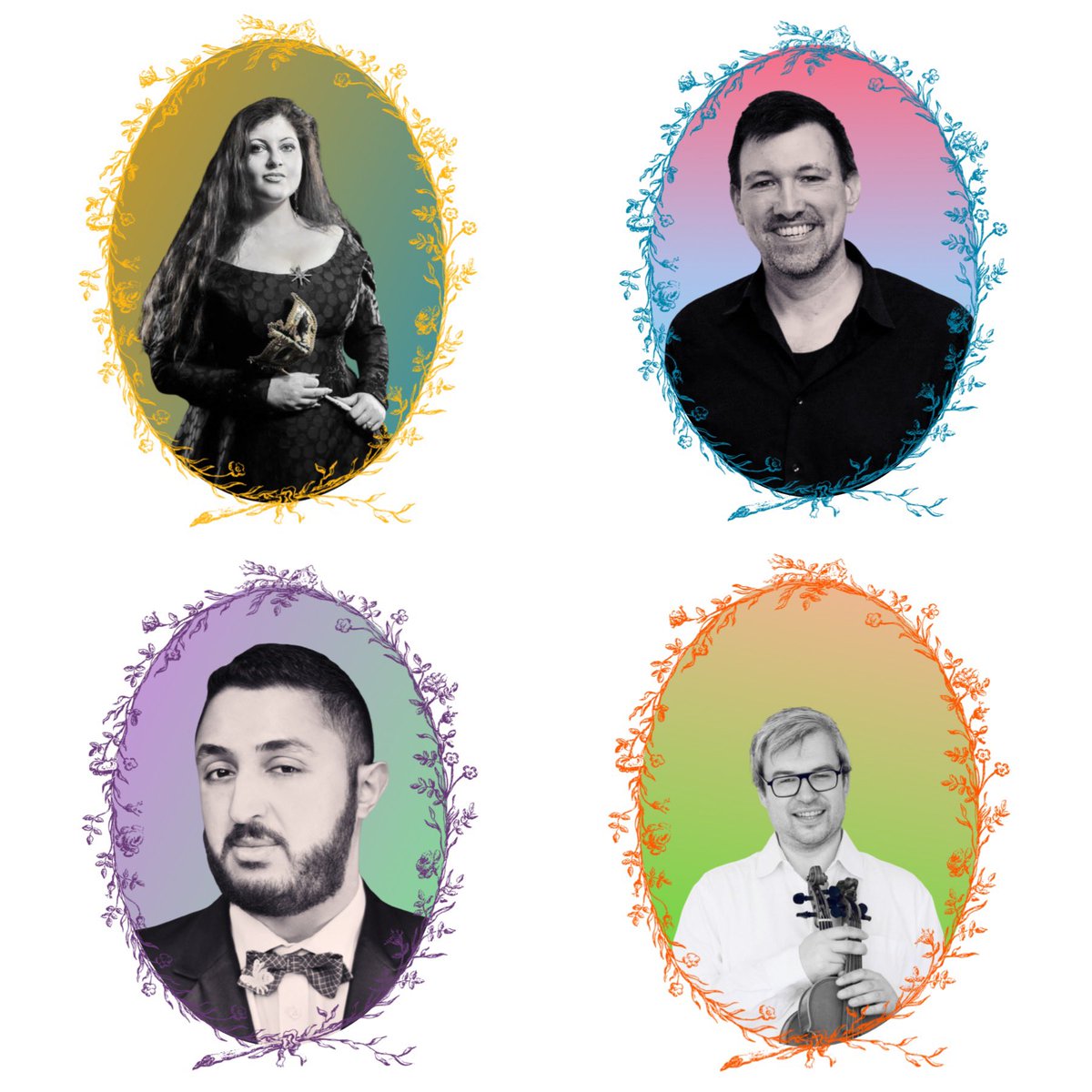 The #ArtistLineUp for our QGSS #PrideMonth #GrandOpening #Revue w/@BougiesBaroques at #Hampstead’s @BurghHouse1704 tonight (🔁 from ⬆️): #MezzoSoprano @Mariamezzo1991, flautist @RichetyRich, #leader Sam Kennedy & #conductor-harpsichordist @IanPeterB! 🏳️‍🌈🕯🏳️‍⚧️ #Queer #LGBTQIA #Drag