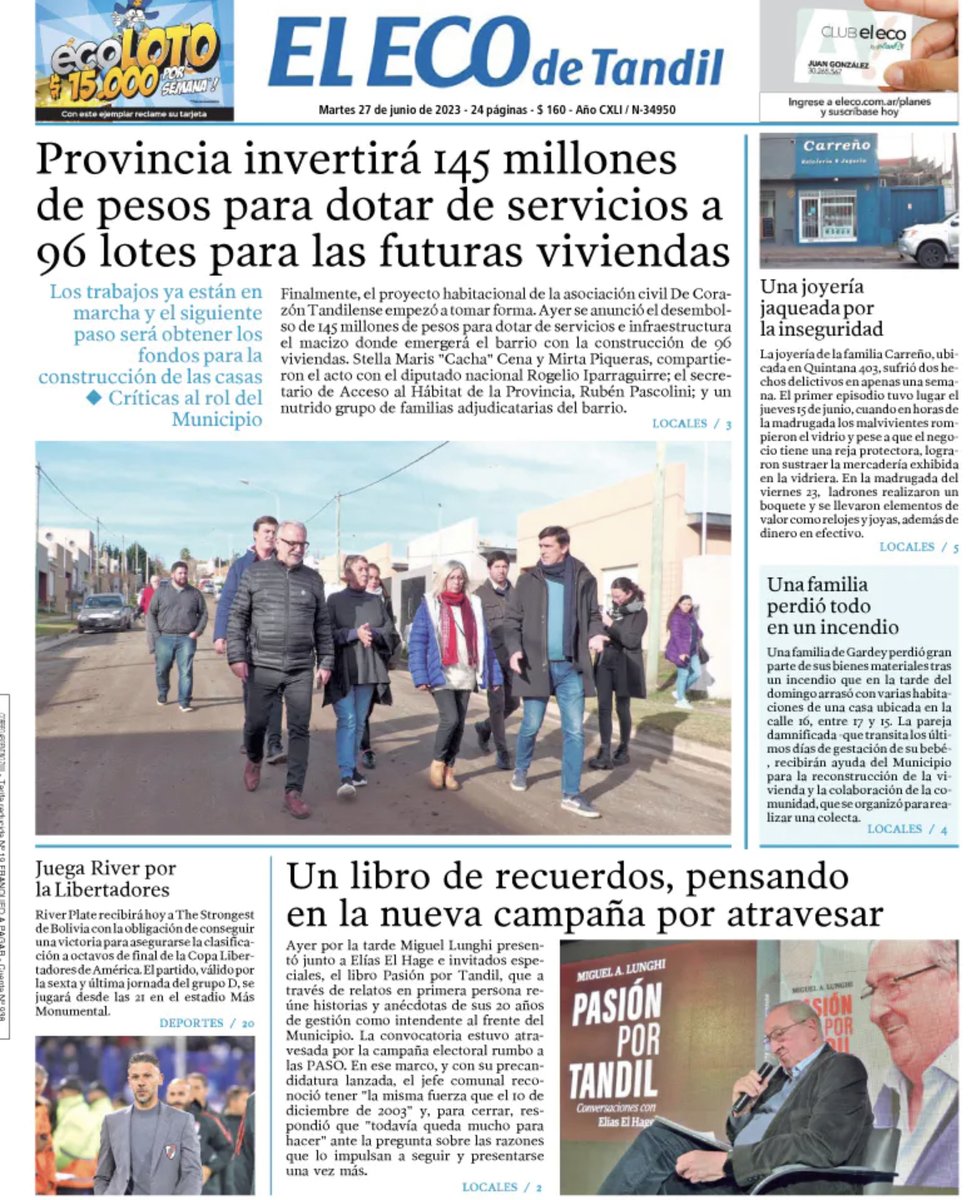 El Eco De Tandil On Twitter Martes Tapa De El Eco De Tandil 